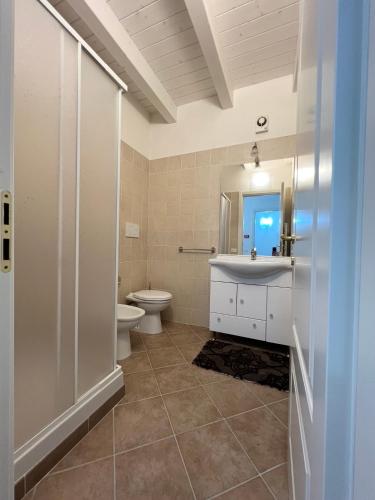 W łazience znajduje się toaleta, umywalka i lustro. w obiekcie Casa Galliani w mieście Vasto