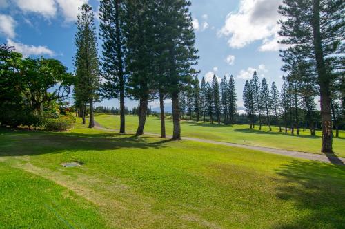 a golf course with trees and a dirt road at Kapalua Villas Maui in Lahaina