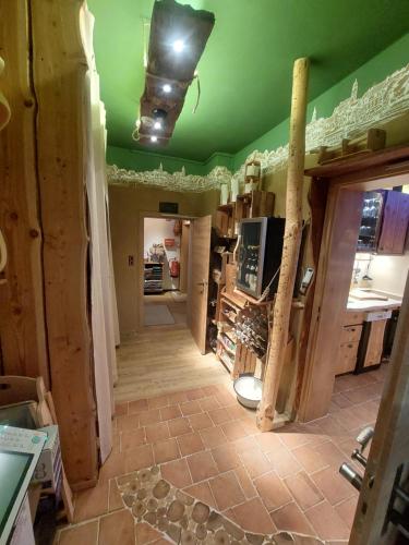 a kitchen being remodeled with a green ceiling at Danubio an der Donau - Donau-Resorium in Donauwörth