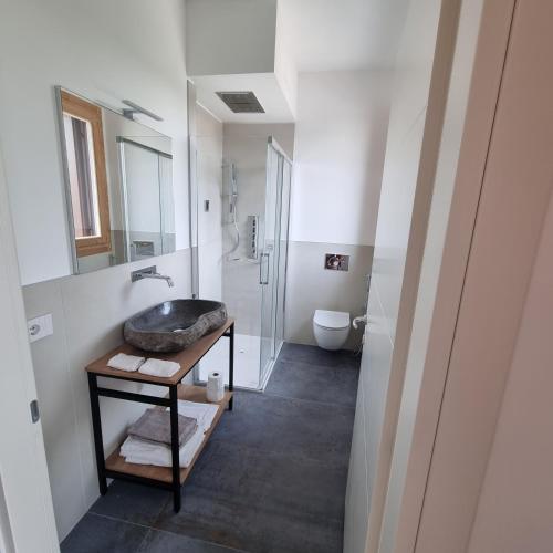 a bathroom with a sink and a toilet at Corte Bottura agriturismo in Castelnuovo del Garda