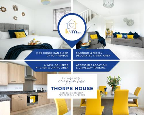a collage of photos of a bedroom and a house at KVM - Thorpe House close to town by KVM Stays in Peterborough