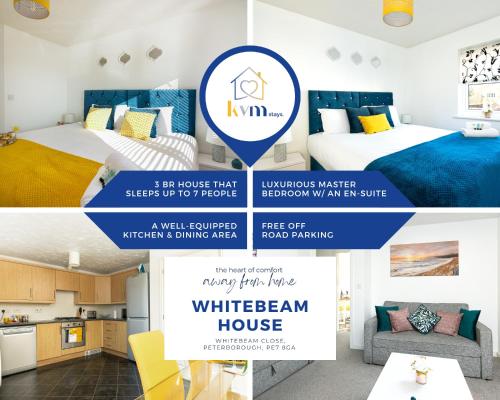 a collage of photos of a whitebeam house at KVM - Whitebeam House great location by KVM Stays in Peterborough