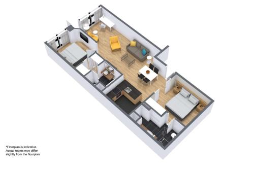 a rendering of a floor plan at Adina Apartment Hotel Melbourne in Melbourne