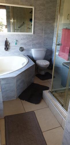 a bathroom with a tub and a toilet and a shower at SeeBos Holiday Home in Port Edward