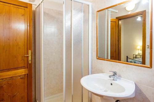 a bathroom with a sink and a shower at Geranio - Agriturismo La Fattoria in Grosseto