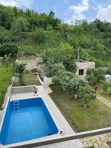 an overhead view of a swimming pool in a garden at Honi in Ijevan