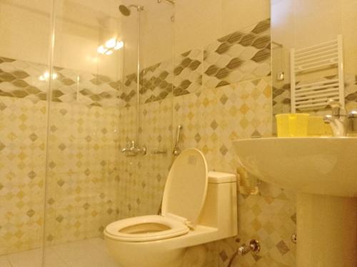 Khaira Gali的住宿－Noor Villa，一间带卫生间和水槽的浴室