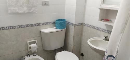 a small bathroom with a toilet and a sink at Departamento B. Sur in San Miguel de Tucumán
