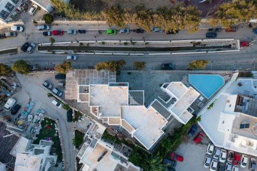 an overhead view of a city with buildings at Hotel Bilia in Naousa