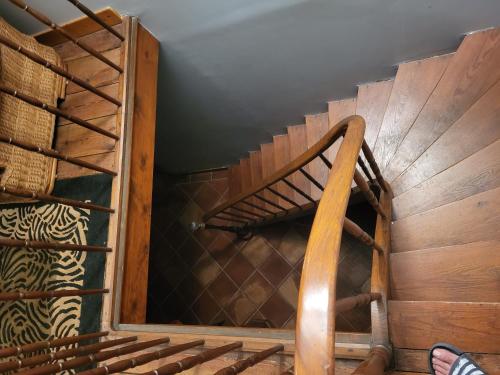 an attic room with a bunk bed and a ladder at Domaine de La Sarrotte in Saugon