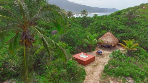 an aerial view of a hut in the jungle at Ecohabs Tequendama - Parque Tayrona in El Zaino