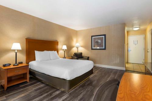 a hotel room with a large bed and a chair at Best Western Plus Placerville Inn in Placerville