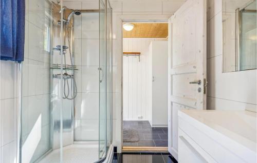 a bathroom with a shower and a sink at Cozy Home In Sveio With Wifi in Sveio