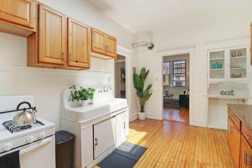 a kitchen with a sink and a stove top oven at 2-Bedroom Cozy Apt in Prime Location - Clark 2 in Chicago