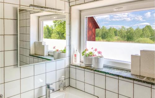 baño con ventana y lavabo en Stunning Home In Lammhult With Sauna en Lammhult