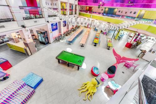 an overhead view of a room with a pool table at Abraham Eilat in Eilat