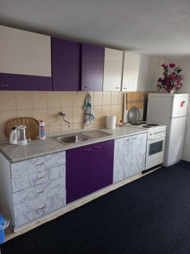 a kitchen with a sink and a refrigerator at Guest House Visoko in Visoko