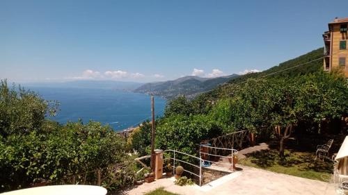 Blick auf den Ozean von einem Hügel aus in der Unterkunft La casa di sotto by PortofinoVacanze in Camogli