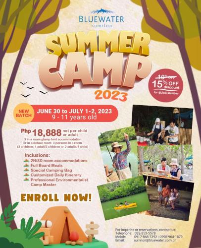 a flyer for a summer camp with a poster at Bluewater Sumilon Island Resort in Sumilon Island