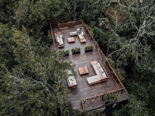 an overhead view of a house in the forest at Kaaba Luum Jungle Villas in Chemuyil
