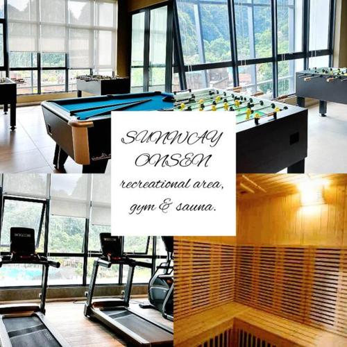 a collage of photos of a pool table in a room at Studio suite nearby Lost World of Tambun in Tambun