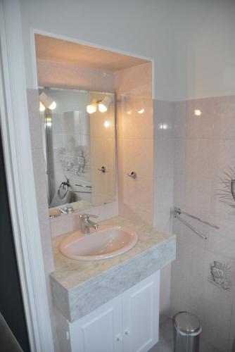 een badkamer met een wastafel en een spiegel bij Céleste In in Port-Louis