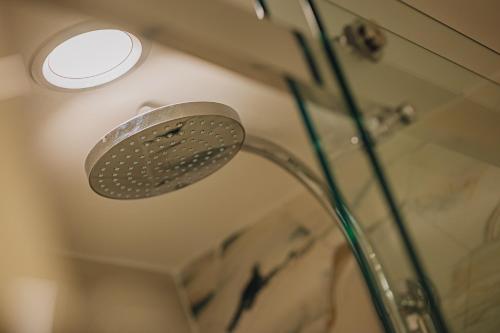 a shower with a shower head in a bathroom at Renaissance Wind Creek Aruba Resort in Oranjestad