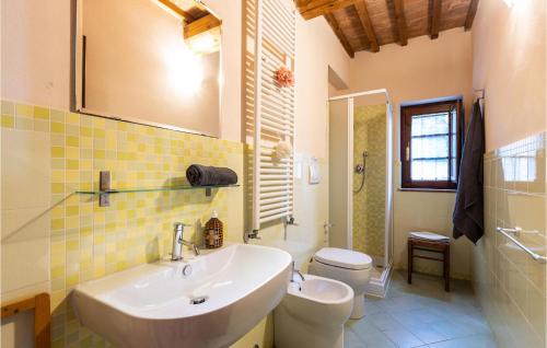 bagno con lavandino e servizi igienici di Nice Home In Volterra With Private Swimming Pool, Can Be Inside Or Outside a Montaperti