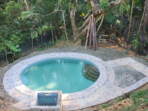 a small pool of water in a circle in a garden at Estancias Arroyazo in Constanza