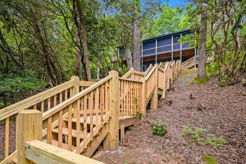 a wooden fence in front of a building at The Hydeaway in Hiawassee