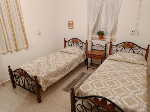 two beds sitting next to each other in a room at The Grapevine Guest House in Paphos
