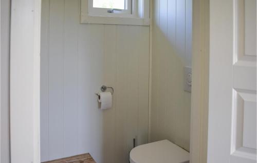ein weißes Bad mit einem WC und einem Fenster in der Unterkunft 4 Bedroom Lovely Home In Treungen in Treungen