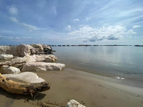 a group of rocks on the shore of a body of water at Maronda Camping in Marina di Montenero