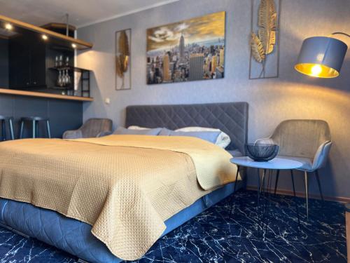 Ένα ή περισσότερα κρεβάτια σε δωμάτιο στο Apartment Studio Green line