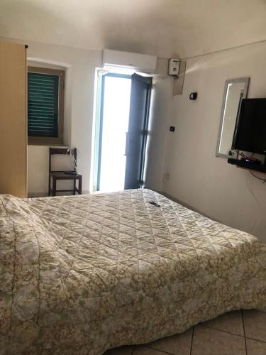 ein Schlafzimmer mit einem großen Bett und einem TV in der Unterkunft Cannarsa in San Giacomo degli Schiavoni