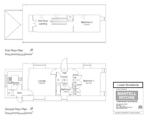 a floor plan of a kitchen and a room at Lower Bruntlands in Fochabers