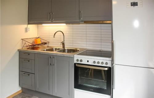 a kitchen with a sink and a stove and a refrigerator at Stunning Home In Gll With 1 Bedrooms in Gällö