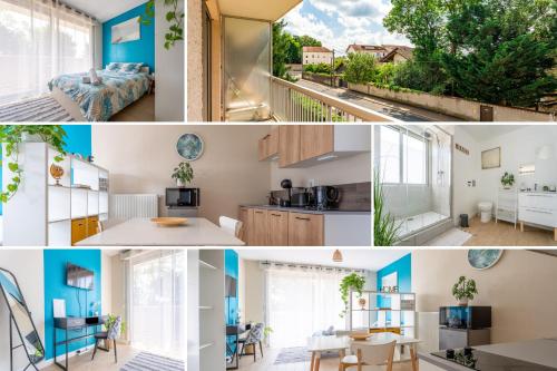 un collage de photos d'une maison dans l'établissement Studio GDX Privilége - Bourg en Bresse - Centre ville & Gare, à Bourg-en-Bresse