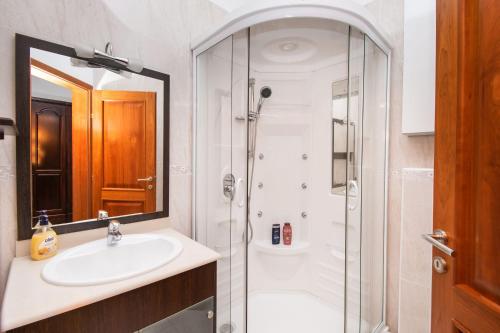un baño con lavabo y ducha en Apartment Villa Zlatna, en Betina