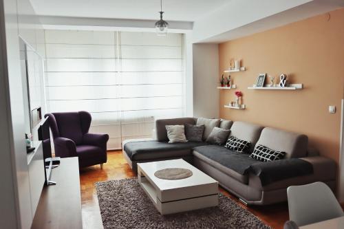 a living room with a couch and a table at Stan na dan - Valikavali in Novi Pazar