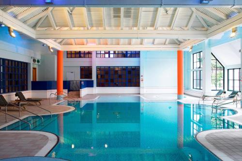 a large pool with blue water in a building at Forest of Arden Hotel and Country Club in Bickenhill