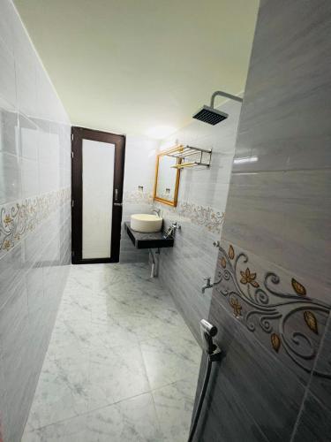 a bathroom with a sink and a mirror at Hotel Blue Bird in Dhaka