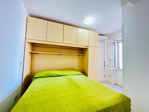 um quarto com uma cama com um cobertor verde em Casa Silvia - Immobilevante em Ponza