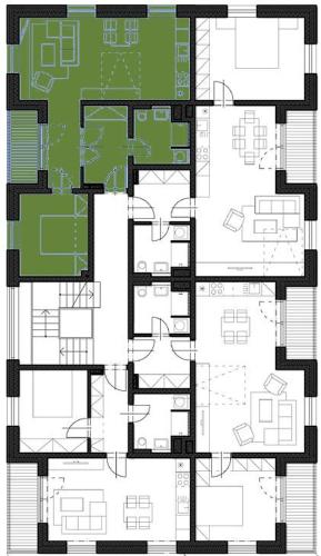 a floor plan of a building with at Apartmán u Skiareálu Filipovice in Bělá pod Pradědem