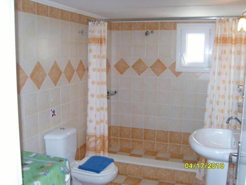 a bathroom with a toilet and a sink at Elisabeth Villas in Kerveli