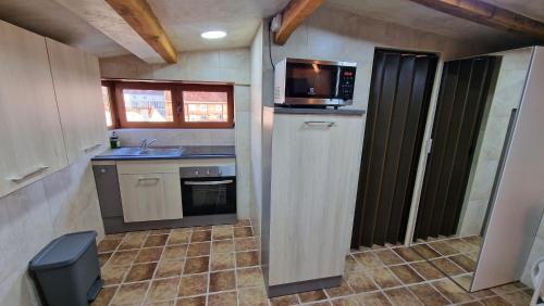 a small kitchen with a sink and a microwave at El loft de San juan VUT09468 in Burgos