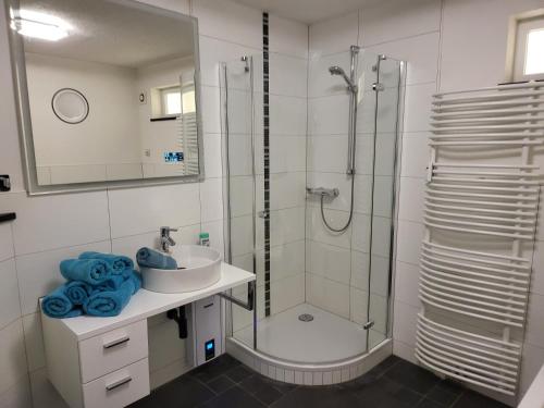 Ένα μπάνιο στο Top ausgestattetes drei Zimmer Apartment mit großer Sonnenterrasse