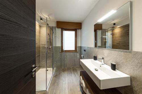 a bathroom with a sink and a shower at Belsit Apartments in Venas