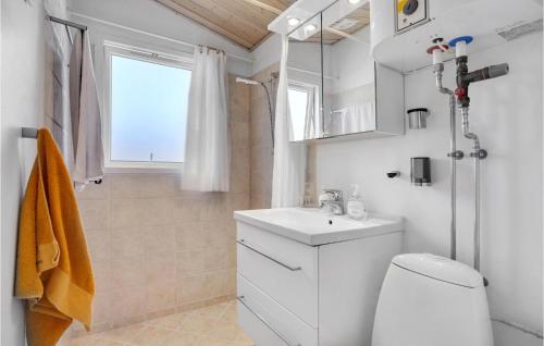 a bathroom with a toilet and a sink and a shower at Nice Home In Roskilde With Wifi in Roskilde