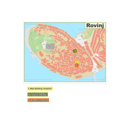 a map showing the location of a resort at Hotel Casa Garzotto in Rovinj